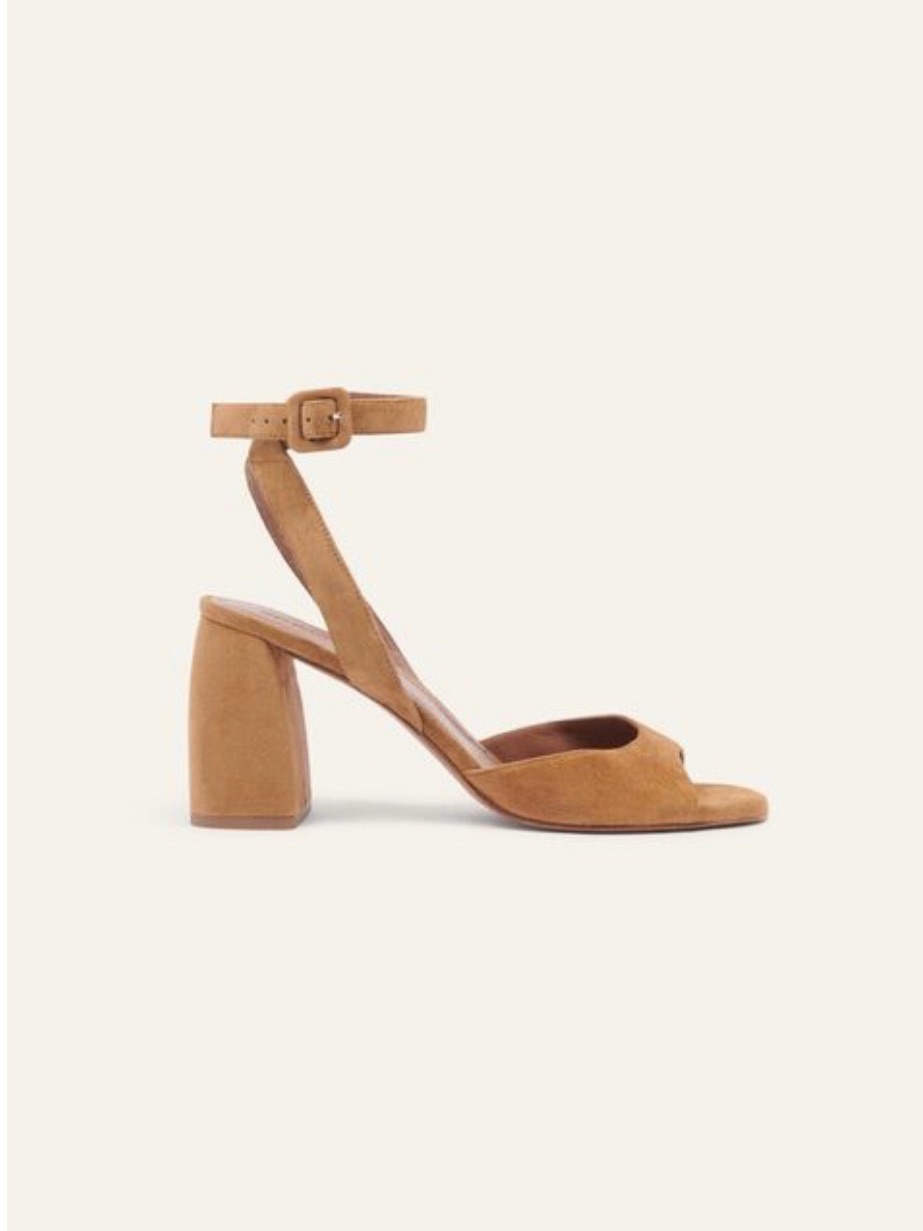 Ba&Sh Paris Suede Block Heel Sandals Cognac/Tan Fr 39 - 8.5 Us